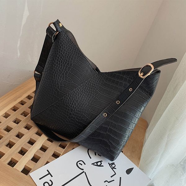 

high capacity crocodile pattern pu leather shoulder bags for women 2020 composite crossbody messenger bag lady handbags
