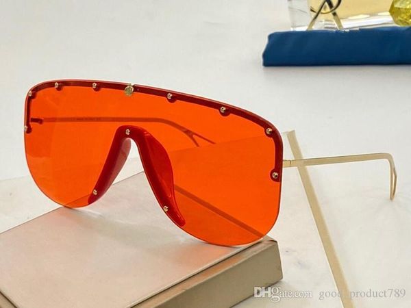 

new fashion 0667s designer sunglasses connected lens big size half frame with small rivets 0667 mask sunglasses popular goggle quality, White;black