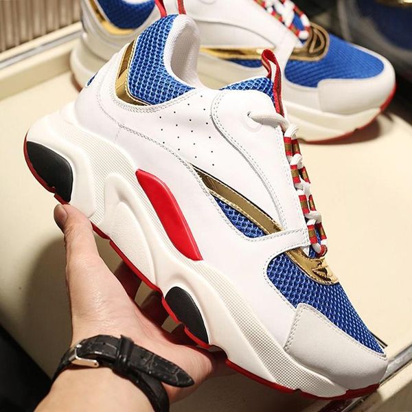 

new arrival b22 calfskin sneaker lightweight men 's shoes lace -up low luxury breathable shoes vintage sneakers chaussures pour ho, Black