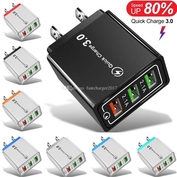 

quick charge 3 usb ports colorful qc3.0 eu us ac home travel wall charger for samsung s8 s9 s10 iphone android phone pc mp3