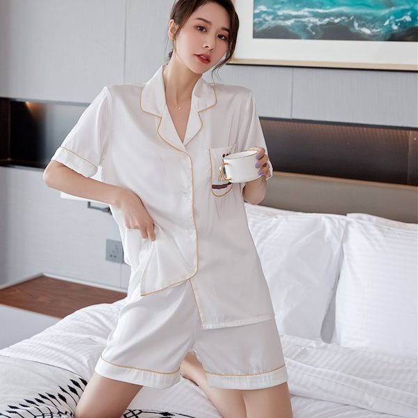 

ri0zc pajamas women's ice silk thin short sleeve short pants pants suit shorts home clothes shorts suit fashion casual outdoor home wea, Blue;red