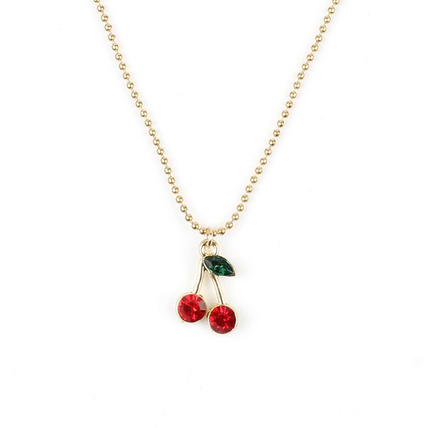 Moda minúsculo maçã morango cereja abacaxi pingente colares mulheres menina crianças ouro longa cadeia de fruta jóias de festa presente