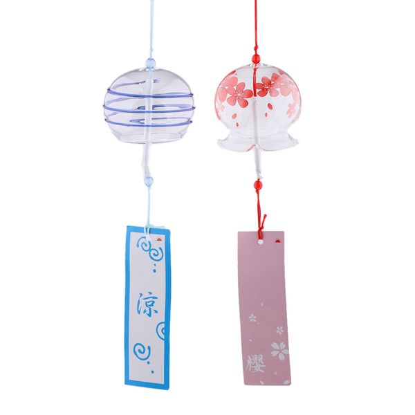 

2x japanese style glass windchime hanging blessing bells home wind chimes