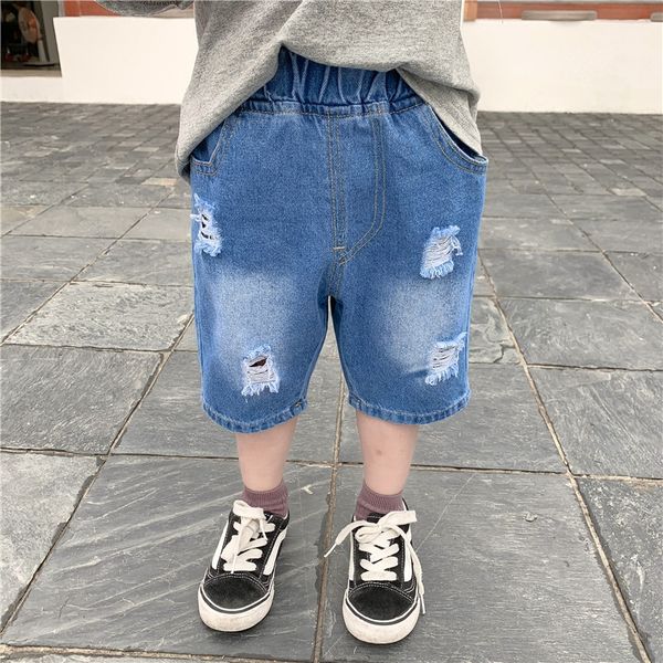 

tyzec clothing pants boys' hole-piercing five-point pants 2020 new children's panty shorts panty fashionable children's perso, Blue