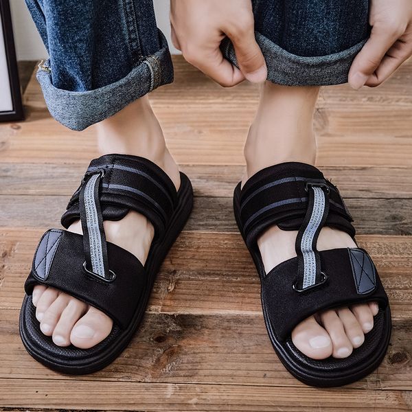

slides sandels hollow sandel sandal sandals cork sport flops flip man slide sports sandles mens men gladiator work beach closed, Black