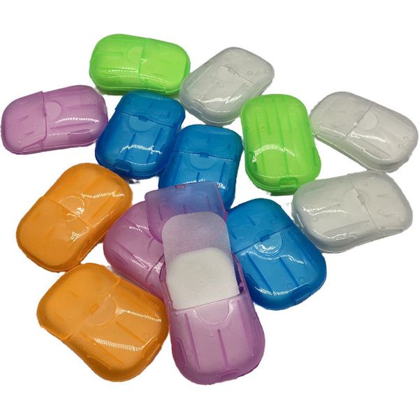 20 folhas / caixa de viagem camping portátil flocos de sabão sabão tablets de papel limpo fatia de sabão de papel lavar itens populares misturar cores wcw949