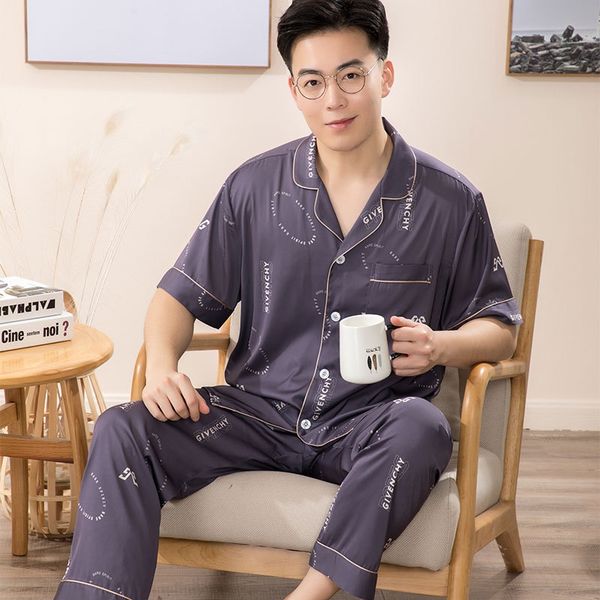 

снег пижамы молодёжного мужской летняя с коротким рукавом брюки тонких осенней двухсекционного главной одежды брюки шелк шелк открытой домаш, Black;brown