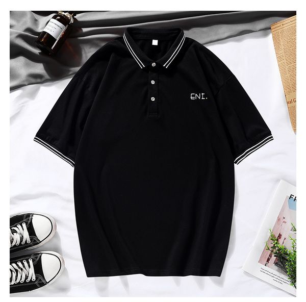 

men's short-sleeved t-shirt tide brand polo lapel shirt summer 2020 new men's youth casual shirt tide, White;black