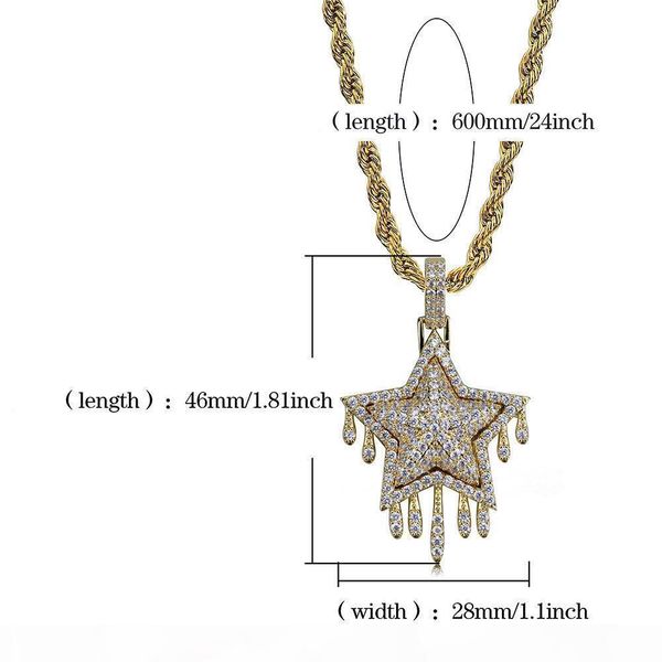 

k mens jewelry gold necklaces hip hop jewelry white color zircon iced out chains retro star pendant mens necklace stainless steel whole, Silver