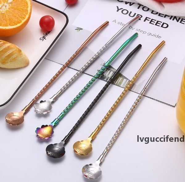 

2019 new stainless steel straw spoon coffee spoon dessert cold drink spoon factory direct