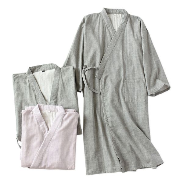

japanese thicken quality couples kimono robes women and men long sleeve nightgown autumn 100% cotton bathrobes women plus size, Black;red