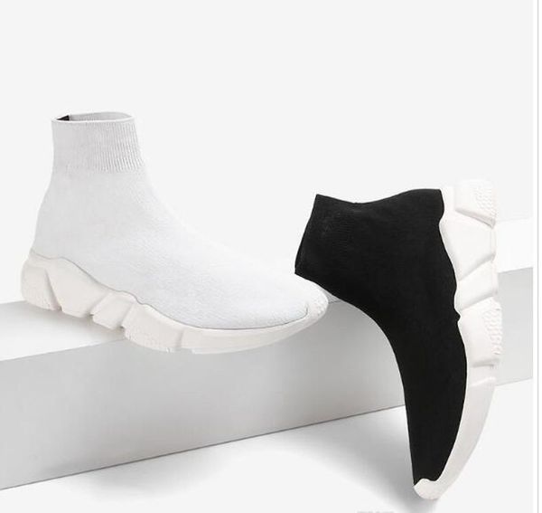 

новый париж скорость тренеров knit носок обуви оригинал роскошная mens женщин кроссовки дешевые высокого качества top повседневная обувь, Black