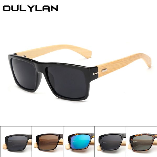 

oulylan bamboo sunglasses men women fashion square sun glasses travel goggles driving glasses woonden legs vintage eyeglasses, White;black