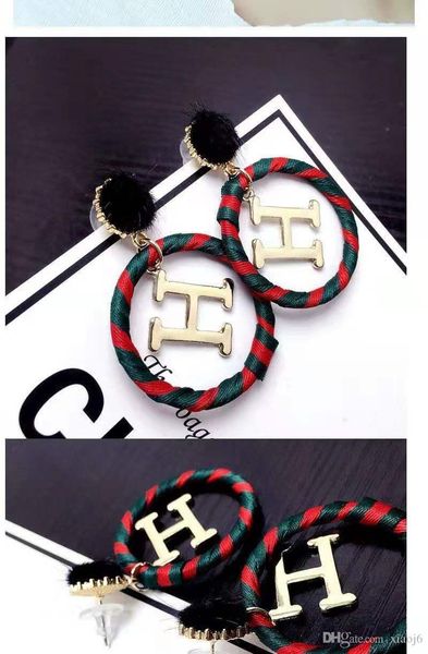 

european and american british style cloth art mao mao earring letter earring twined cloth ring ring earrings fashion exaggerated earrings, Golden