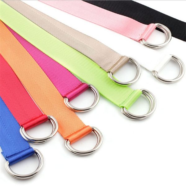 

2020 simple fashion solid color belts for women&men young student big size canvas belts, Black;brown