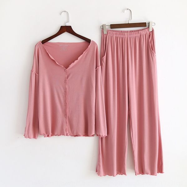 

ehlx7 кардиган большого эластика воротники модно открытая домашней одежда домашней одежды набор тонких модального набора женщин широких ноги, Blue;red