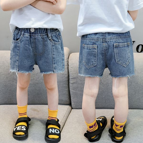 

wear denim shorts 2020 girl's shorts little girl's casual thin and jeans children's wear jeans children's pants, Blue