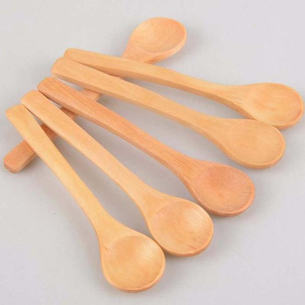 

5pcs small wooden long handle spoon teaspoon coffee dessert children cutlery soup spoon kitchen tools
