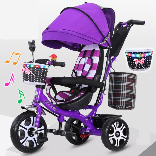 

children's tricycle bicycle 1-6 years old infant trolley baby three wheel stroller kid bike travel pram whith light music