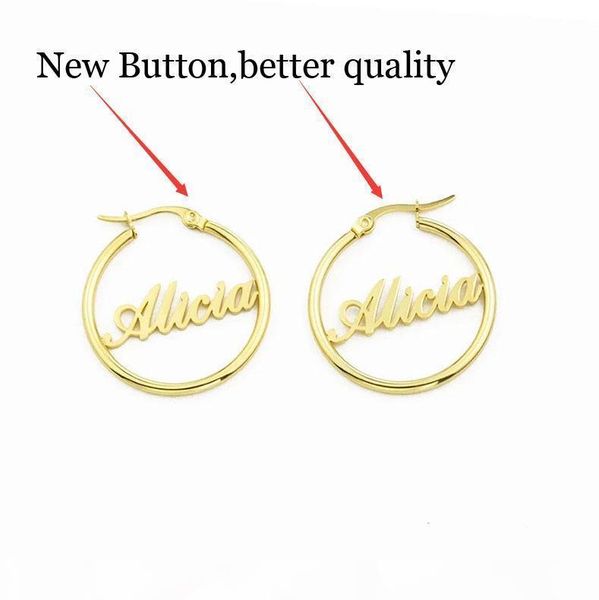 

o customized jewelry gothic old english name earring personalized letters small and big hoop earrings women rose gold accessories, Golden;silver