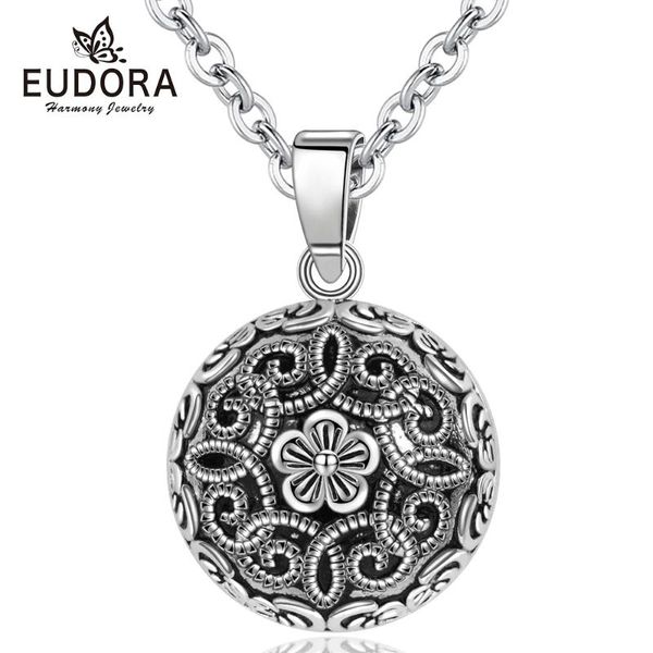 

eudora harmony pregnancy ball necklace pregnancy bola ball pendant with flower of life luxury vintage jewelry for pregnant woman, Silver