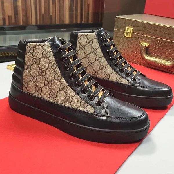 

2021 men 's high sneaker fashion mens shoes autumn and winter soft footwears lace -up plus size casual sports men sho, Black