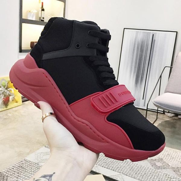 

drop ship men 's boots scarpe sportive da uomo vintage check cotton sneakers luxury design fashion high lace -up casual men shoes, Black