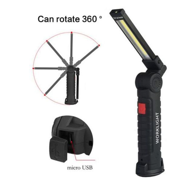 

rechargeable 18650 cob+led magnetic torch inspection lamp work light