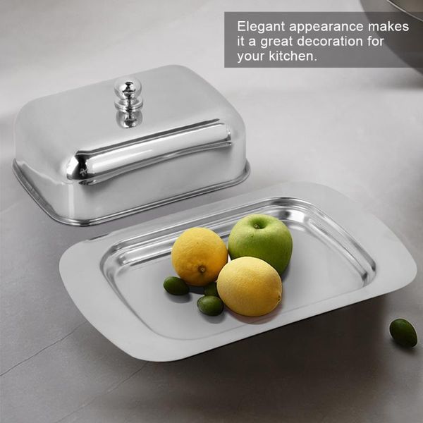 

stainless steel butter dish box container cheese server storage keeper tray with lid kitchen dinnerware fruit salad container