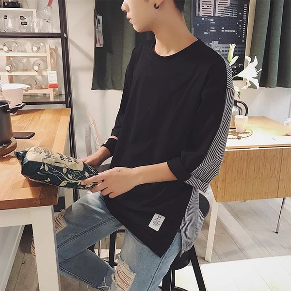 

men's t-shirts summer wear short sleeve loose-fit korean-style versatile joint half t-shirt couple clothes half-sleeve shirt trend -40, White;black