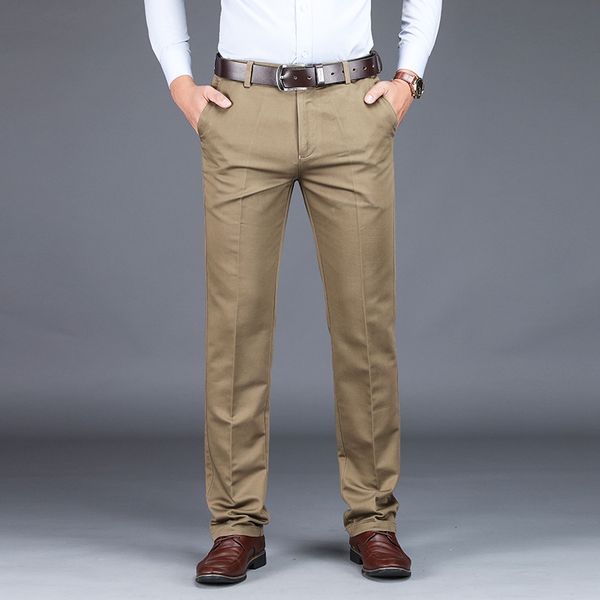 

2020 mens suit pants winter fashion stretch slim straight men pant anti wrinkle casual business long trousers male big size, Black