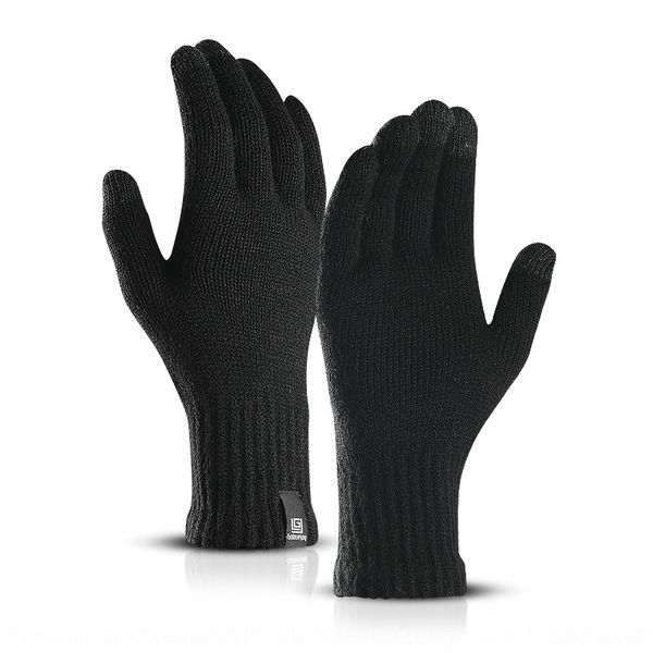 

knitted winter men' and women' touch screen simple solid and gloves color warm woolen gloves velvet student korean version, Blue;gray