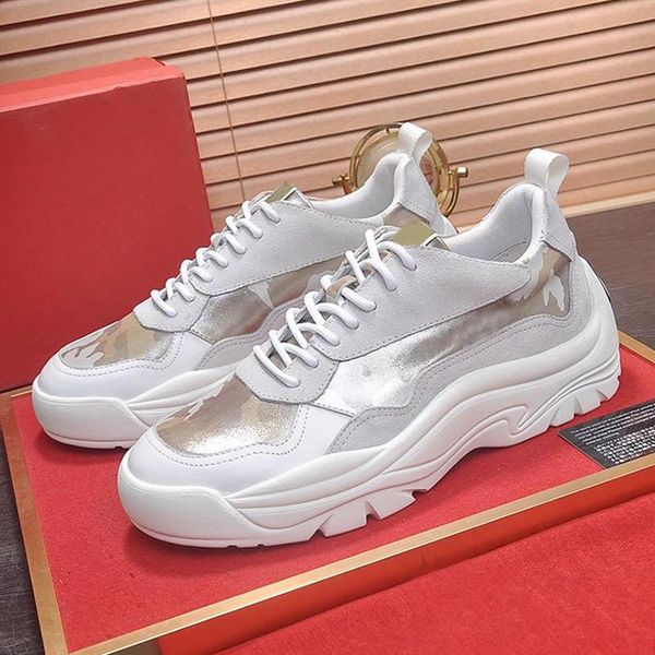 

new arrival gumboy calfskin sneaker mens shoes breathable design comfortable vintage luxury lace -up low sports men shoes drop ship, Black