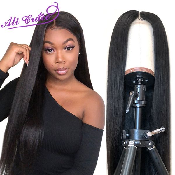 

ali grace peruvian straight lace front wig 360 lace frontal human hair wig with baby hair remy 13x6 straight human hair wigs, Black