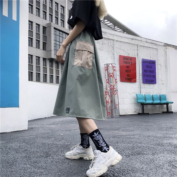 

ины harajuku стиль комбинезон детский юбка средней длины qun- линия а детский комбинезон a- платья линии tong студент платье юбка, Black