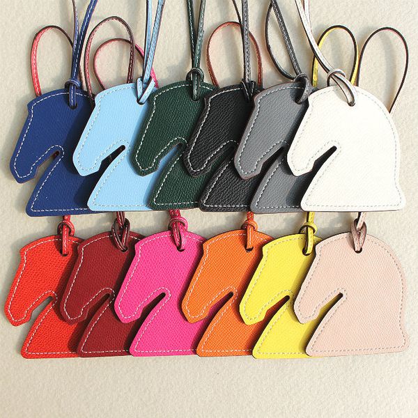 

famous brand designer fashion luxury animal real genuine leather horse keychain for women bag charm accessories pendant t200804, Silver