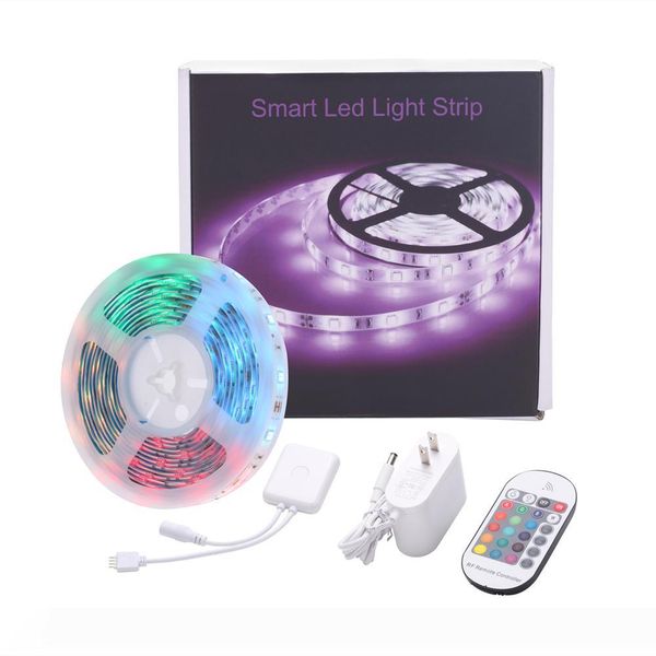 

Smart wifi RGB LED Strip Light 16.4ft 5050 SMD Flexible Ribbon fita led light strip RGB 5M Tape Diode DC 12V Remote Control Adapter