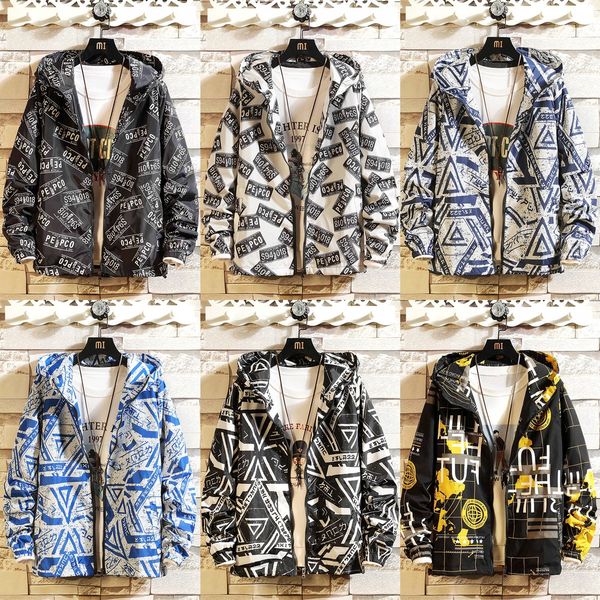 

camouflage hooded casual men's handsome korean style trendy loose hip-hop all-match jacket jacket trendy brand ins, Black;brown