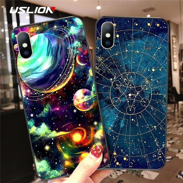 

uslion space moon star phone case for iphone 11 x xr xs max 11 pro soft tpu planet starry back cover for iphone 6 6s 7 8 plus se