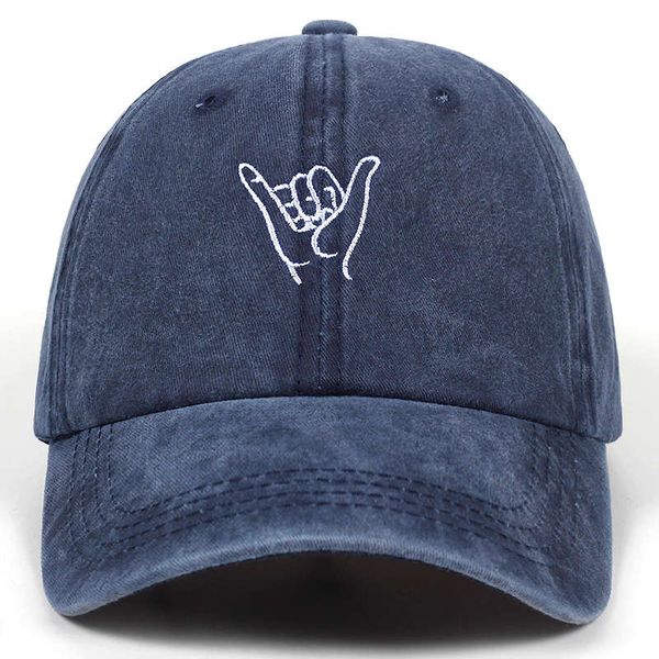 

designer cap finger embroidery cap outdoor leisure washed baseball caps adjustable hip hop hat women man hats high quality, Blue;gray