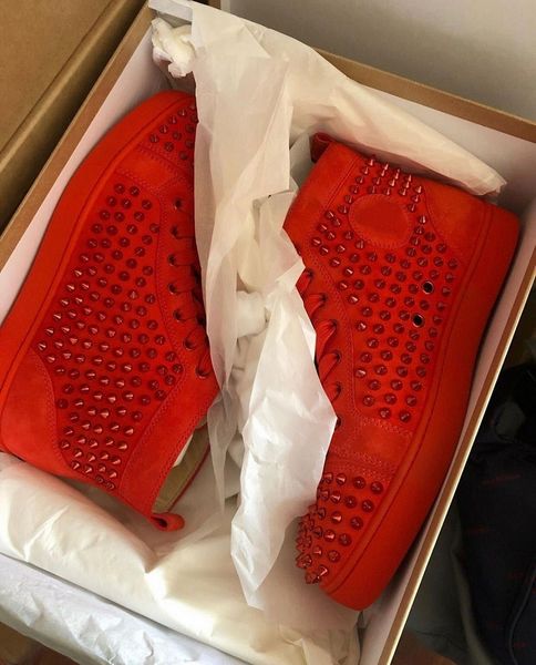 

элегантный brand high top шипы red bottom кроссовки мода дизайн мужчины заклепки скейтборд вскользь walking венчания партии лучший подарок, Black
