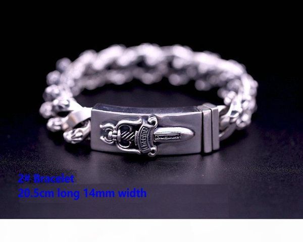 

a 2018 new 925 sterling silver vintage jewelry american brand antique silver hand -made designer thick links crosses mens bracelets hot, Black