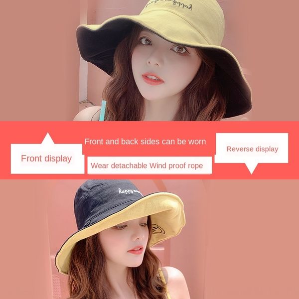 

fisherman fisherman sunscreen women's korean style all-match hat thin double-sided big brim sunscreen hat, Blue;gray