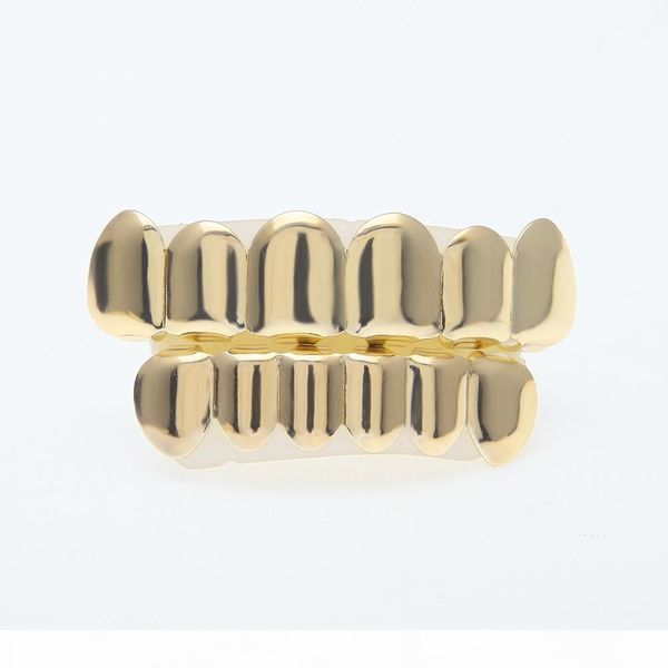 

new custom fit 14k gold plated hip hop teeth grillz caps & bottom grill set for man, Black