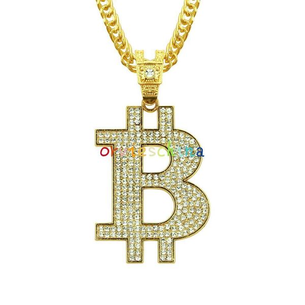 

2020 designer explosion letter b diamond pendant necklace men's hip-hop fashion trend three-dimensional cross-border jewelry