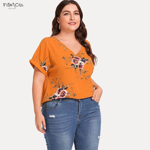 

summer fashion casual plus size v neck blouse printed tee female womens short sleeve shirt blusas femininas clothing, White