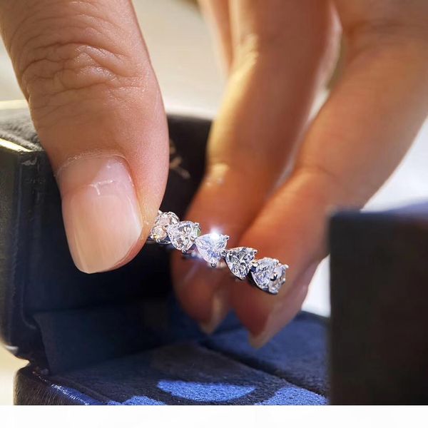 

2020 luxurious qualtiy ring with heart sparkly diamond in 20" size charm jewelry for women wedding gift ps6435, Silver