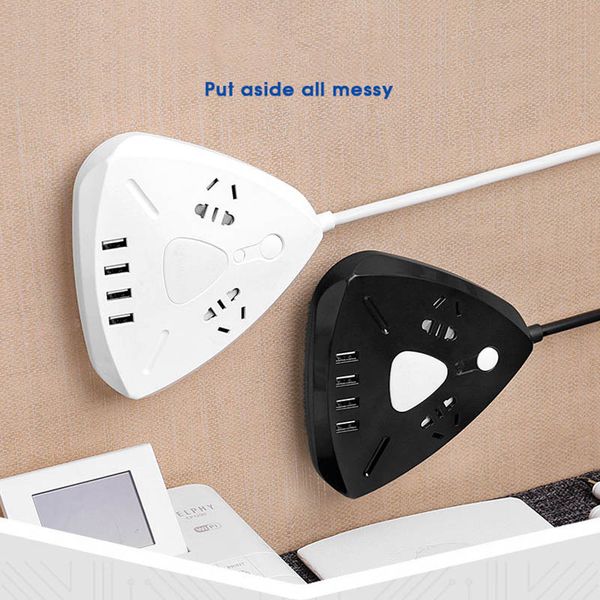 

0.8M/1.8M/3M/5M Smart Power Plugs with Night Light Triangle USB Plug Wall Climbing Multifunctional Socket Intelligent Plug-in Board 2 Colors