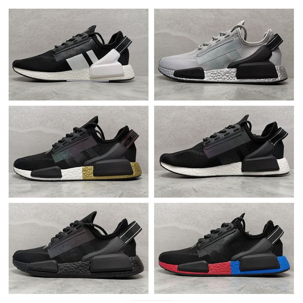 

2020 wholesale nmd r1 v2 stripe punchy neon summer breathe trainer for men women running shoes sport sneaker, Black