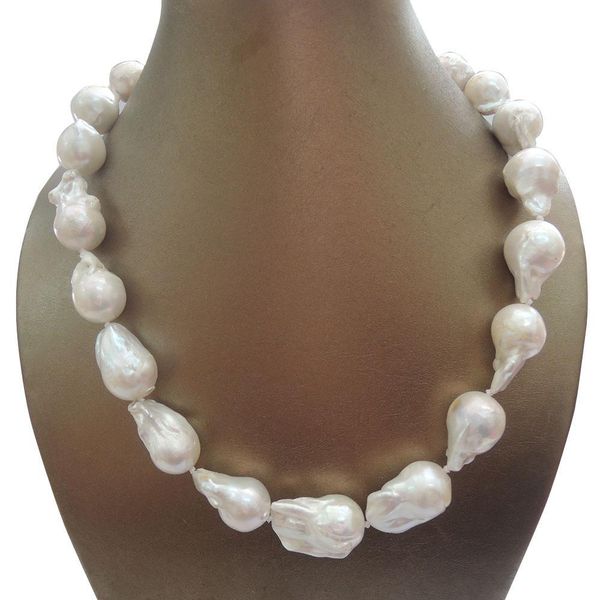 

100% nature freshwater big baroque pearl necklace-good quality-925 silver hook-13-18 mm big baroque